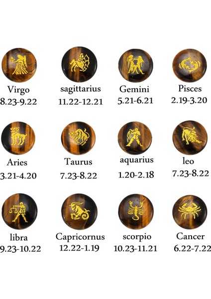 Sarı Stil Altın-Balık 2021 Yeni 12 Takımyıldızı Doğal Kaplan Gözü Yaldızlı Vintage Takı Erkek Bilezik Charm Deri Halat 316L Paslanmaz Çelik Bileklik (Yurt Dışından)