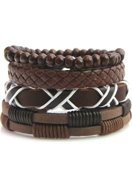 GHJT2009 Yeni Ürün! Türk Gözler Boncuklu Deri Bilezikler Erkekler Kadınlar Için Set Vintage Örgü Örgülü Pulseras Fashoin Takı Yenı (Yurt Dışından)