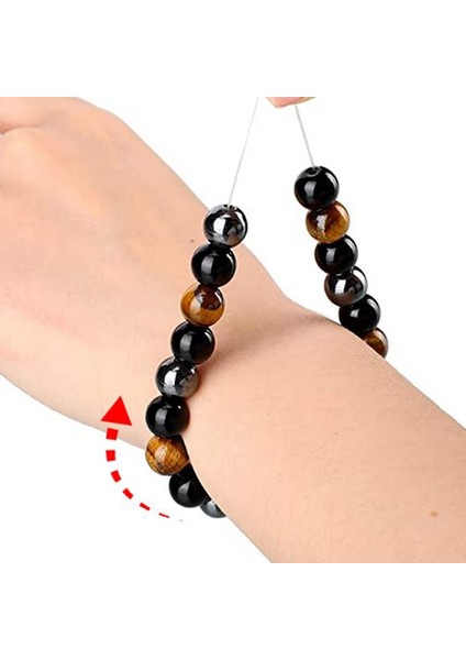 8mm Doğal Taş Bilezik Manyetik Kaplan Gözü Üçlü Koruma Hematit ve Siyah Obsidyen Bilezik Kadın Erkek Arkadaş Hediye Için (Yurt Dışından) fırsatları
