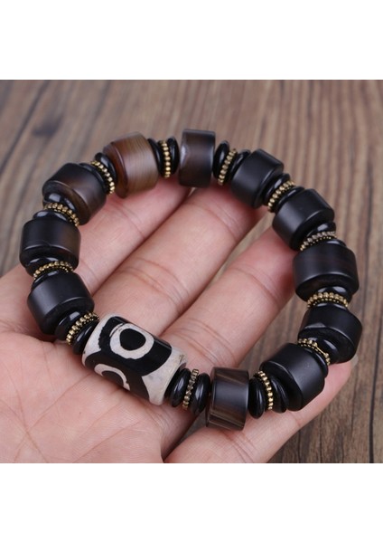 Açık Sarı Altın Rengi Lassic Mat Silindir Kahverengi Siyah Oniks Yarı Değerli Taş Altın Spacer Tibet Budizm Boncuk Hediye Için Unisex Bilezik (Yurt Dışından) modelleri