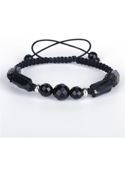 Labradorit Yarı Değerli Mineral Şifa Taş Boncuk Siyah Şifa Kaba Turmalin Charm Unisex Bilezik Için Ayarlanabilir Yönlü Oniks (Yurt Dışından)
