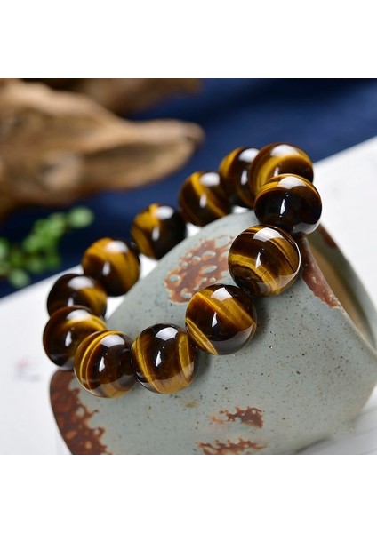 12 mm Tarzı Kaplan Gözü Doğal Kristal Boncuk Obsidyen Bilezik Homme Erkekler Için Inci Reiki Şifa Pembe Çift Takı Ahşap Boncuk Tohum Accessorl Hediye (Yurt Dışından)