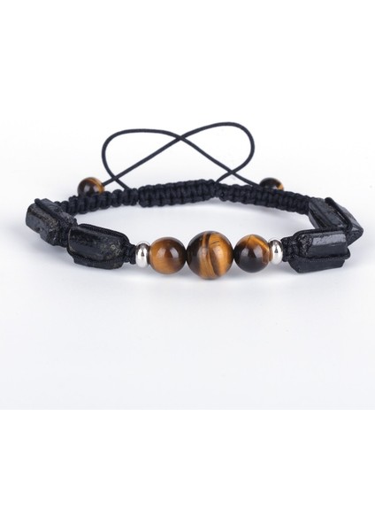 Lipis Lazuli El Yapımı Şifa Kaba Turmalin Yarı Değerli Mineral Taş Boncuk Charm Knot Ayarlanabilir Makrome Bilezikler Unisex Kadın Adam (Yurt Dışından)