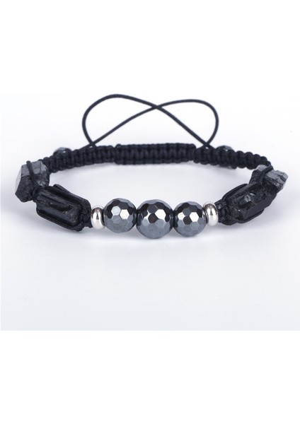 Lipis Lazuli El Yapımı Şifa Kaba Turmalin Yarı Değerli Mineral Taş Boncuk Charm Knot Ayarlanabilir Makrome Bilezikler Unisex Kadın Adam (Yurt Dışından)