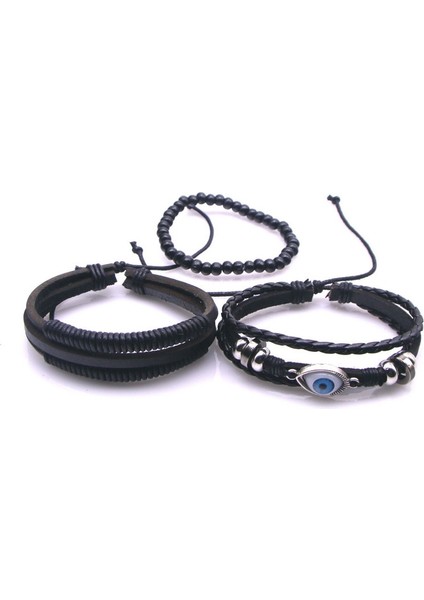GHJT2007 Yeni Ürün! Türk Gözler Boncuklu Deri Bilezikler Erkekler Kadınlar Için Set Vintage Örgü Örgülü Pulseras Fashoin Takı Yenı (Yurt Dışından)