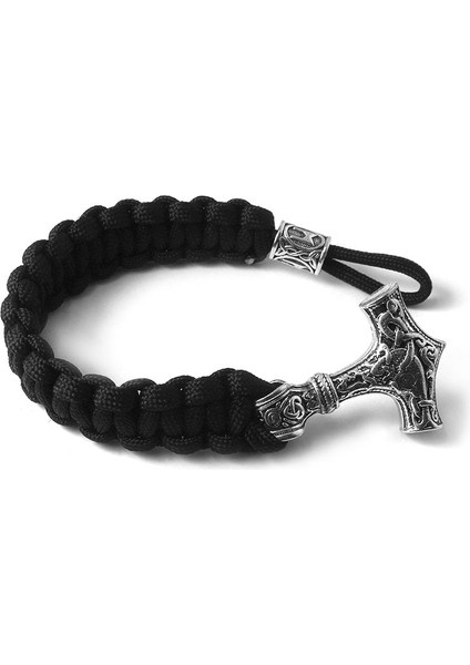 Açık Sarı Renk Viking Rune Antik Boncuk Bilezik Thor Çekiç Mjolnir Erkekler Için El Yapımı Bilezik Bilezikler Takı Hediye (Yurt Dışından)