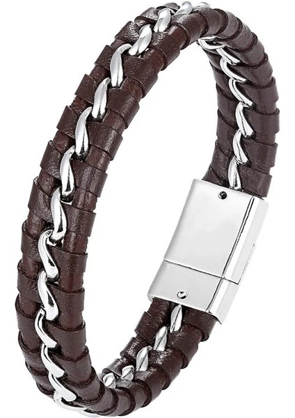 19CM Tarzı Bxg-86 Ccd Moda Hakiki Deri Bilezik Erkekler Paslanmaz Çelik Bilezik Bilezik Kadın Erkek Takı Hediye Için Örgülü Halat Zinciri (Yurt Dışından) fiyatları