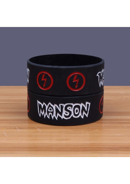 20CM Tarzı Siyah 1 Adet Marilyn Manson Silikon Bileklik ve Bilezikler Geniş Versiyon Bandı Heavy Metal Müzik Grubu Progart Rock Silikon Bileklik SH281 (Yurt Dışından)