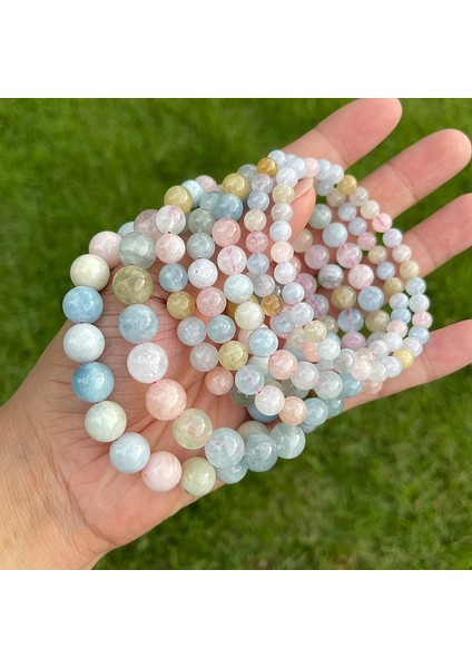 5-6 mm Tarzı Pürüzsüz 7A Morganit Jd Yeni Doğal Değerli Morgan Morganit Taş Bileklik Yuvarlak Boncuk Takı Sweetcolor Charm Bilezik Noel Hediyesi (Yurt Dışından)