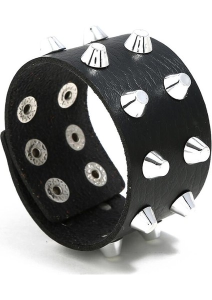 Sarı Punk Rock Erkek Kadın Perçin Damızlık Geniş Deri Bilezik Moda Manşet Bileklik Biker Bileklik Wrap Unisex Gotik Vintage Takı Hediye (Yurt Dışından) fiyatları