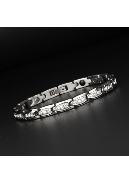 19.5cm Tarzı Gümüş Rengi Trustylan Manyetik Kızılötesi Germanyum Negatif Iyon 4-In-1 Kadınlar Için Şifa Bilezik Gül Altın Renk Sağlık 7.5 "bilezikler (Yurt Dışından)