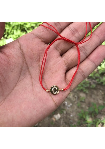Kırmızı Çizgi Altın Stili C Moda Mektup Dokuma Kırmızı Çizgi Siyah Çizgi Dize Halat Kader Bilezik Iyi Şanslı Iplik Bilezik (Yurt Dışından)