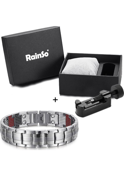 Gümüş Bileklik Seti Rainso Lüks Şifa Erkekler Takı Bileklik Titanyum Manyetik Denge Sağlıklı Bakım Bileklik Adam Için Bilezik El Zinciri Dropship (Yurt Dışından)