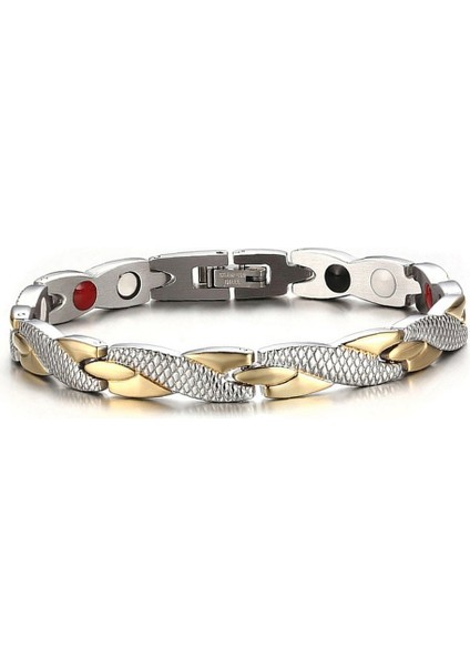 Iki Renkli Erkekler ve Kadınlar Çiftler Titanyum Çelik Manyetik Ejderha Bilezik Kişilik Yaratıcı Bilezik Takı Hediyesi (Yurt Dışından)
