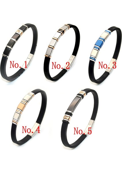 6 Numara Moda Erkek Siyah Kauçuk Bilezikler 6mm Geniş Ayarlanabilir Bilezikler Paslanmaz Çelik Zirkon Cz Ayarı Kadınlar Hediye Takı (Yurt Dışından) indirimleri