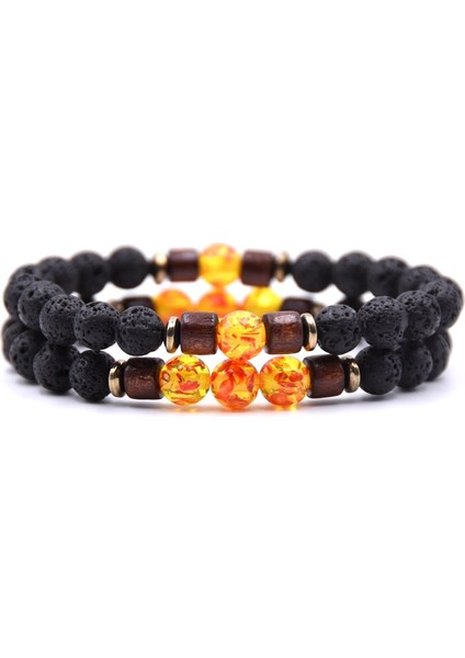 No.10 Boyutu Çift Bileklik Seti Doğal Taş Bileklikbeadslavahommefashionbangles Bileklik Erkek Ahşap Boncuk Mala Bileklik Aksesuar J (Yurt Dışından)