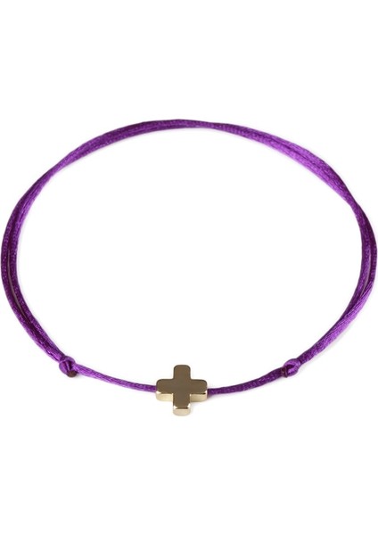 16-25CM Ayarlanabilir Stil Mor Küçük Altın Çapraz Dini Çekicilik ile Çoklu Renkler Ipek Pamuk Kordon Ipi Adam Kadın Için Ayarlanabilir Uzunluk El Bilezikler Halhal (Yurt Dışından)