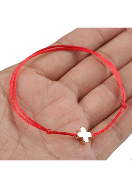 16-25CM Ayarlanabilir Stil Mor Küçük Altın Çapraz Dini Çekicilik ile Çoklu Renkler Ipek Pamuk Kordon Ipi Adam Kadın Için Ayarlanabilir Uzunluk El Bilezikler Halhal (Yurt Dışından)