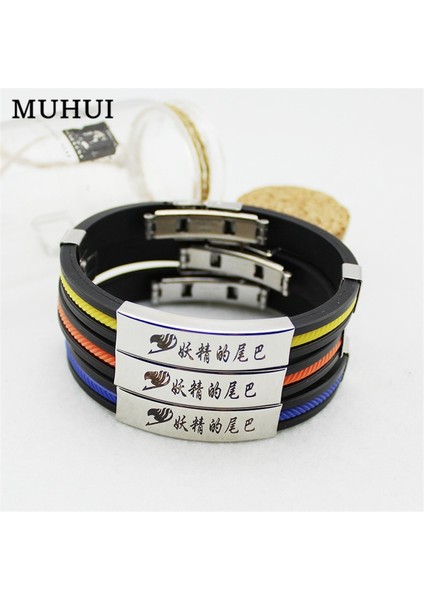 19CM Tarzı Mavi 2020 Anime Peri Kuyruğu Spor Silikon Titanyum Çelik Bilezikler Kadın Erkek Takı Çift Bilezik Pulseras (Yurt Dışından) modelleri