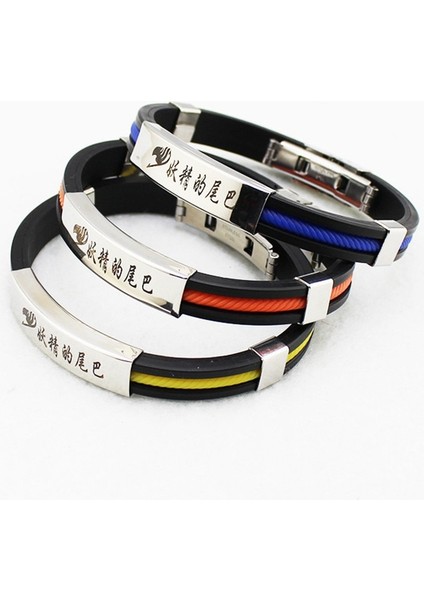 19CM Tarzı Mavi 2020 Anime Peri Kuyruğu Spor Silikon Titanyum Çelik Bilezikler Kadın Erkek Takı Çift Bilezik Pulseras (Yurt Dışından) fırsatları