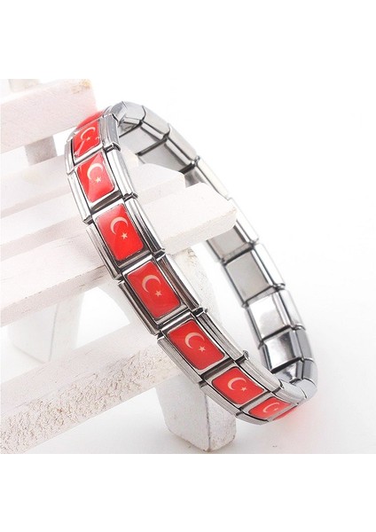 Türk Bayrağı Kadın Takı Türk Bayrağı Esneklik Elastik Enerji Spor Manyetik Germanyum Italyan Charm Bilezik Moda Paslanmaz Çelik St8 (Yurt Dışından) modelleri
