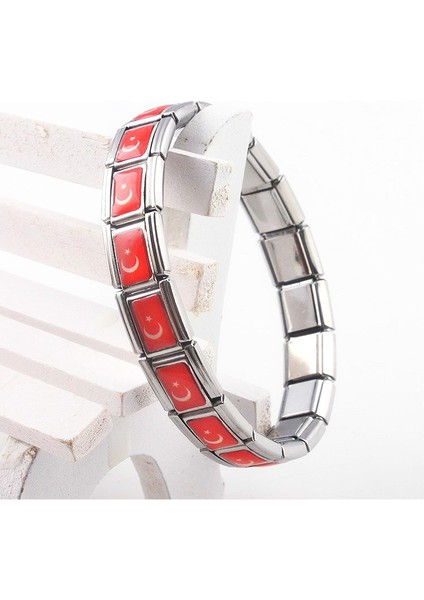 Türk Bayrağı Kadın Takı Türk Bayrağı Esneklik Elastik Enerji Spor Manyetik Germanyum Italyan Charm Bilezik Moda Paslanmaz Çelik St8 (Yurt Dışından) fırsatları