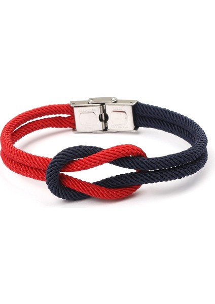 Qiuhong Shop Lacivert Pirinç Beyazı Moda Naylon Survival Erkekler Için Bilezikler Kırmızı Siyah Pembe Beyaz Renkler Paslanmaz Çelik Düğme Paracord Wrap Bilezik Erkek Hediye (Yurt Dışından)