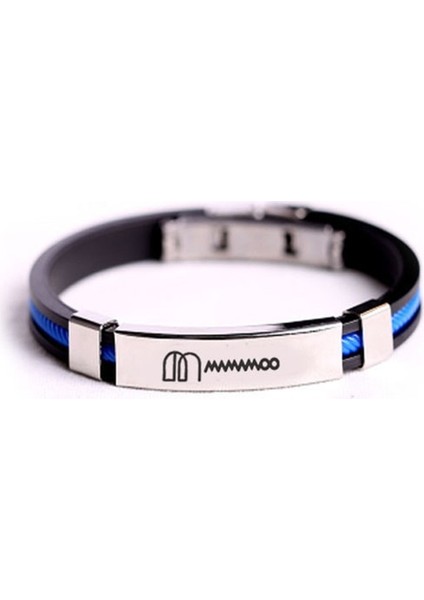 19CM Tarzı Mavi Kpop Mamamoo Spor Silikon Titanyum Çelik Bilezikler Kadın Erkek Takı Için Çift Bilezik Pulseras (Yurt Dışından)