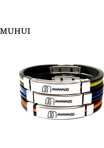19CM Tarzı Mavi Kpop Mamamoo Spor Silikon Titanyum Çelik Bilezikler Kadın Erkek Takı Için Çift Bilezik Pulseras (Yurt Dışından) fiyatları