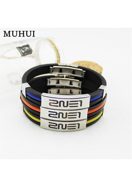 19CM Tarzı Mavi Kpop 2ne1 Şeker Renk Spor Silikon Titanyum Çelik Bilezikler Kadın Erkek Takı Çift Bilezik Pulseras (Yurt Dışından) fiyatları