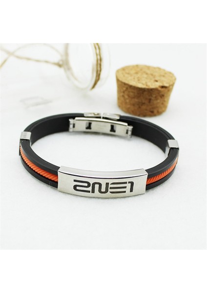 19CM Tarzı Mavi Kpop 2ne1 Şeker Renk Spor Silikon Titanyum Çelik Bilezikler Kadın Erkek Takı Çift Bilezik Pulseras (Yurt Dışından) fırsatları