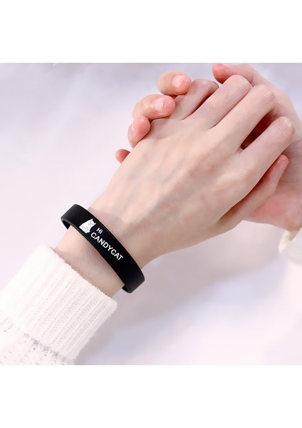 19CM Tarzı Kauçuk Bilezik Erkekler Kadınlar Için Trendy Mektuplar Baskılı Silikon Bilezikler Geniş Kauçuk Motivasyon Spor Bilezik Sevimli Kedi Bilekliği Gençler Hediyeler (Yurt Dışından)