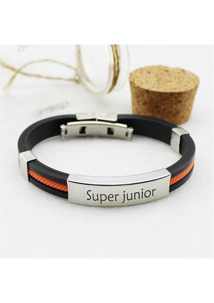 19CM Tarzı Portakal Kpop Süper Genç Spor Silikon Titanyum Çelik Bilezikler Kadın Erkek Takı Çift Bilezik Pulseras (Yurt Dışından)