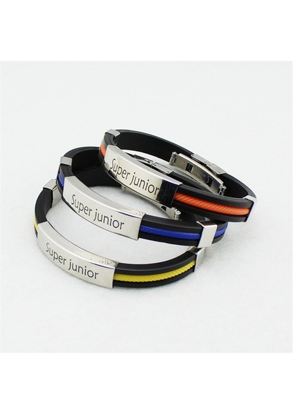 19CM Tarzı Portakal Kpop Süper Genç Spor Silikon Titanyum Çelik Bilezikler Kadın Erkek Takı Çift Bilezik Pulseras (Yurt Dışından) fırsatları