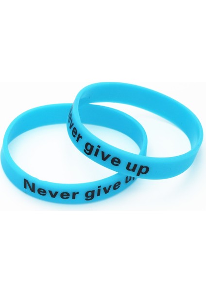 Siyah Stil Mavi 5 Adet Karanlıkta Glow Silikon Kauçuk Esneklik Spor Bileklik Asla Pes Etme Baskı Unisex Manşet Bileklik ve Bilezikler Şeker Renk SH095 (Yurt Dışından)