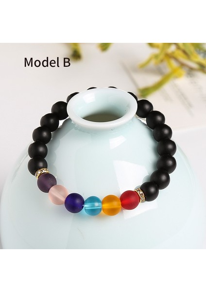 Model B Jd 7 Çakra Bilezik ve Bilezik Erkekler Şifa Dengesi Reiki Buda Namaz Erkekler Kadınlar Için Taş Boncuklu Yoga Çakra Bilezik (Yurt Dışından)
