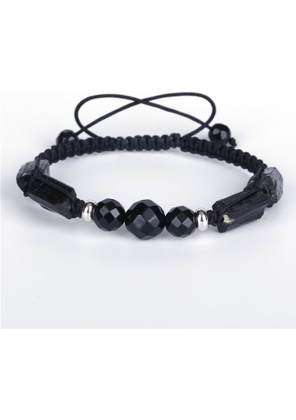 Hematit Çift Unisex Bilezik Yarı Değerli Mineral Şifa Taş Boncuk Siyah Şifa Kaba Turmalin Charms Yönlü Oniks Ayarlanabilir (Yurt Dışından)