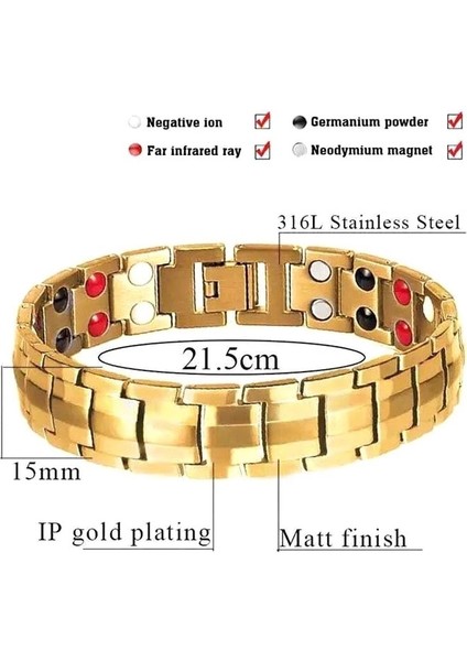 Siyah Siyah Bilezik Erkekler El Zinciri Su Geçirmez Sağlık Germanyum Manyetik Terapi Bilezik Erkek Faydaları Paslanmaz Çelik Bilezikler Erkek (Yurt Dışından) modelleri