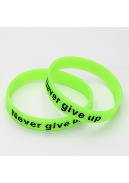 Siyah Stil Yeşil 5 Adet Karanlıkta Glow Silikon Kauçuk Esneklik Spor Bileklik Asla Pes Etme Baskı Unisex Manşet Bileklik ve Bilezikler Şeker Renk SH095 (Yurt Dışından)