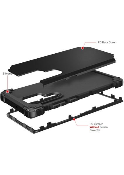 Samsung Galaxy S23 Ultra Sert Plastik+Silikon Cep Telefonu Black Telefon Kılıfı (Yurt Dışından) fiyatları