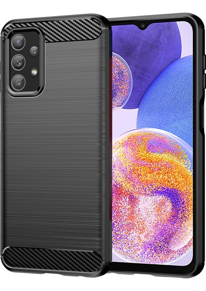 Samsung Galaxy A23 4g/5g (Global Versiyon) Karbon Fiber Doku Fırçalanmış Tpu Cover-Black Için Telefon Kılıfı (Yurt Dışından)