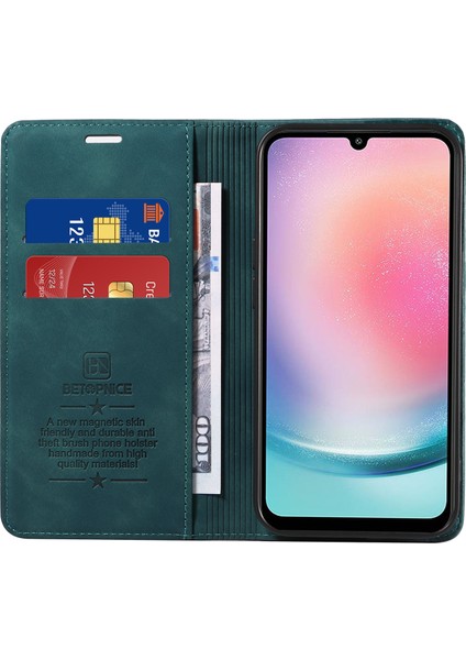Samsung Galaxy A24 Için 4g Rfıd Engelleme Pu Deri Standı Cüzdan Cep Telefonu Telefon Kılıfı (Yurt Dışından)