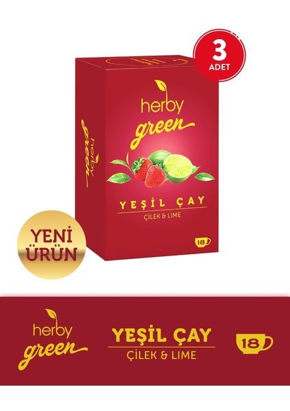 Yeşil Çay Çilek ve Lime x 3 Adet