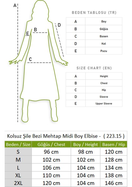 Eliş Şile Bezi Kolsuz Şile Bezi Mehtap Midi Boy Elbise Beyaz Byz