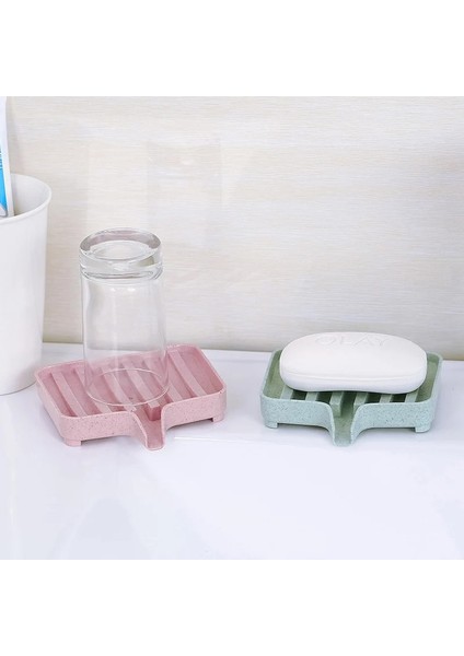 Pembe Tarzı Plastik Duş Sabunu Depolama Raf Tepsisi Sabun Kutusu Tepsi Aracı Oap Bulaşık Plaka Tutucu Sünger Tutucu Drenaj Sabun Kutusu (Yurt Dışından)