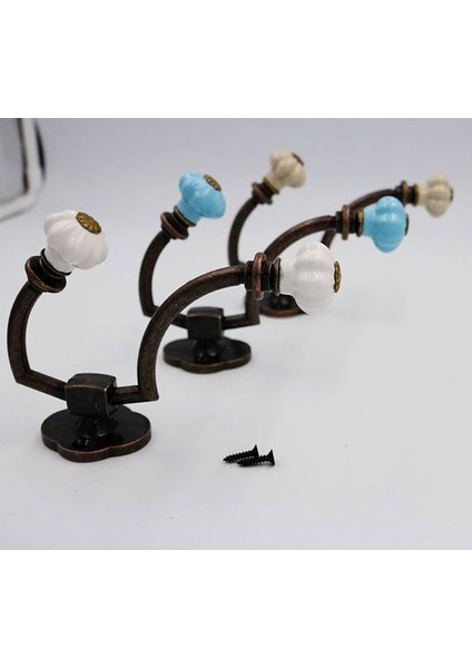 No.7 Tarzı Kabak Seramik Duvar Kancaları Dekoratif Kancalar Duvar Kanca Antika Retro Vestiyer Askı Raf Kancaları Metal Mobilya (Yurt Dışından)