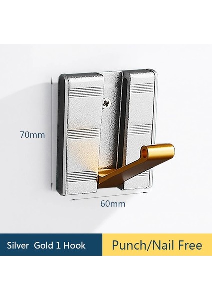Gümüş Altın 1 Kanca Stili Wjnmone Sıcak Satış Gümüş Altın Banyo Duvar Asılı Bornoz Askısı Tırnaksız Katlanabilir Askı Ceket Kancaları Havlu Kancası Depolama Duvar Kancaları (Yurt Dışından)