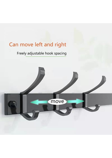 Rh-02-4h Tarzı Mobil Ceket Askısı Duvar Havlusu Askısı Uzay Alüminyum Askı Çok Fonksiyonlu Askı Siyah Duş Rafı Oturma Odası Mutfak Aksesuarları (Yurt Dışından)