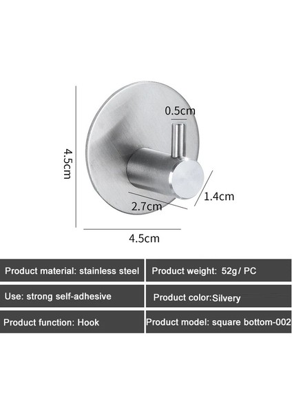 Yuvarlak Gümüş 002 Tarzı Paslanmaz Çelik Banyo Kancaları Kendinden Yapışkanlı Havlu Bornoz Askısı Kapı Duvar Kancaları Askı Ceket Askısı Paslanmaz Kanca Askı Mutfak Için (Yurt Dışından)