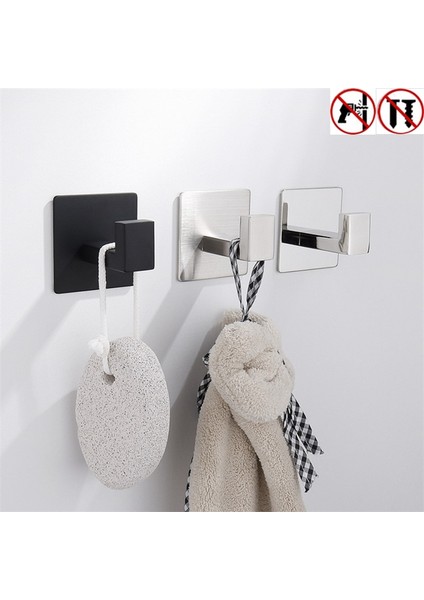 Siyah Stil Hiçbir Vida Paslanmaz Çelik Kendinden Yapışkanlı Banyo Kare Bornoz Askısı Ceket Şapka Kapı Kanca Askı Banyo Aksesuarları (Yurt Dışından) fiyatları